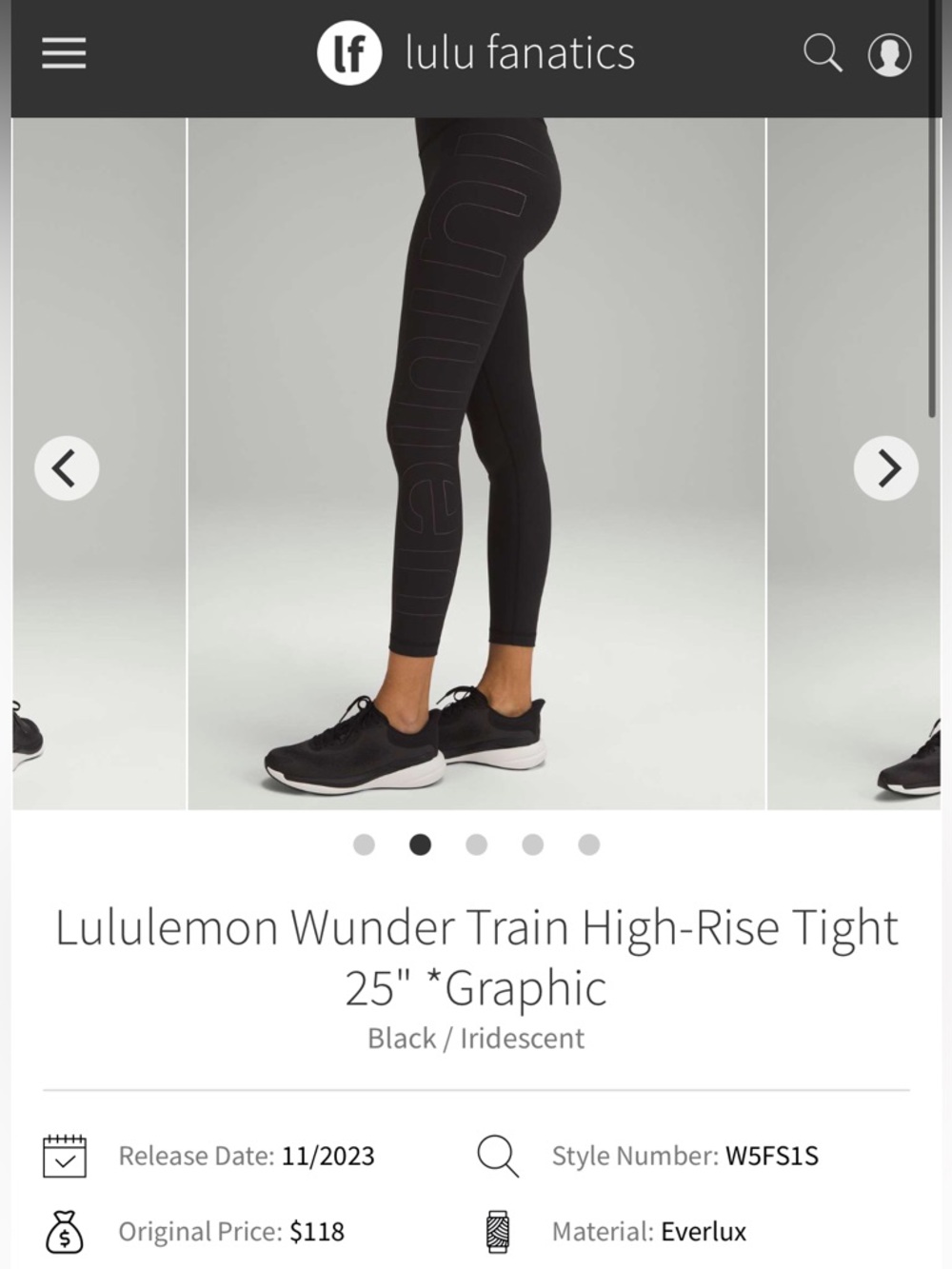 Lululemon Wunder Train High-Rise Tight 25” *Graphic